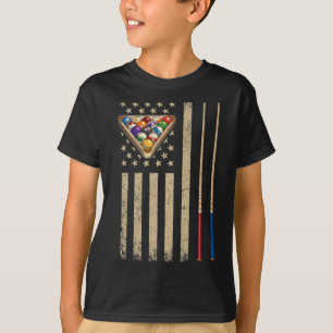 Vintage Billiard American Flag Pool Player T-Shirt