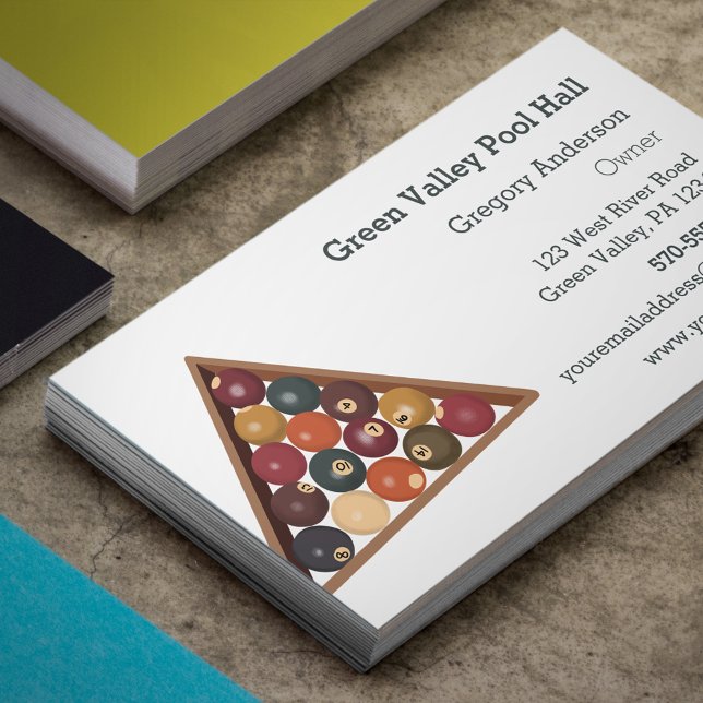 Vintage Billiard Balls Pool Hall Billiards Business Card (Creator Uploaded)