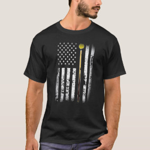 Vintage Billiards Pool Player Table  American Flag T-Shirt