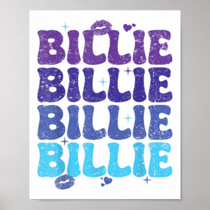Vintage Billie Heart Personalised Name I Love Bill Poster