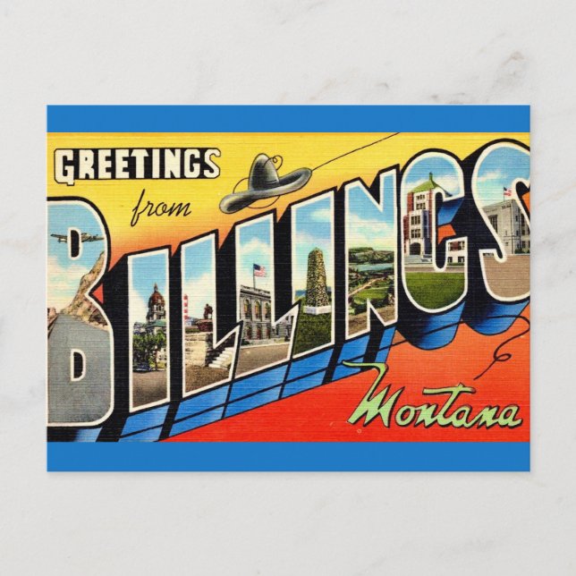 Vintage Billings MT Greeting Postcard (Front)