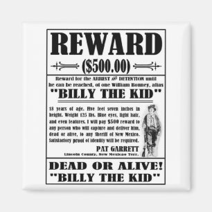 Vintage Billy the Kid Wanted Poster Magnet