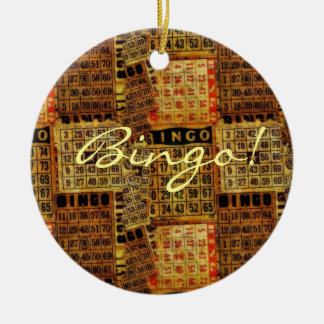 Vintage Bingo Card illustrations -Ornament Ceramic Tree Decoration