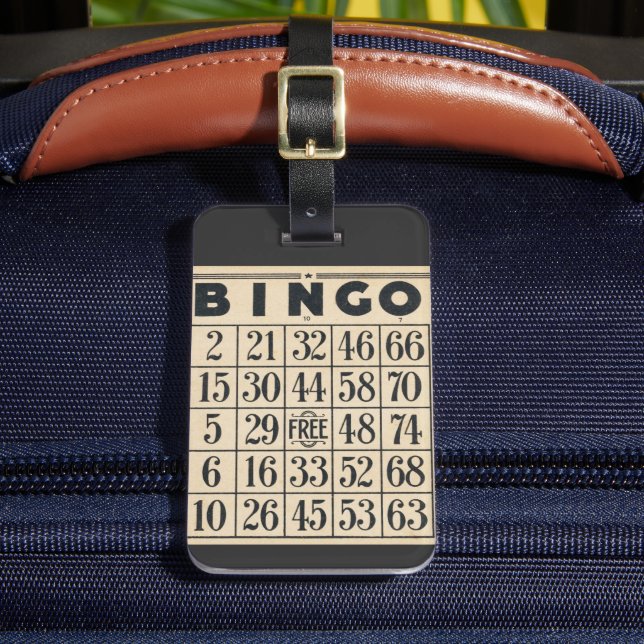 Vintage Bingo Card Luggage Tag (Front Insitu 2)