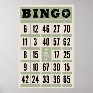 Vintage Bingo Card – Retro Game Room Wall Art Prin