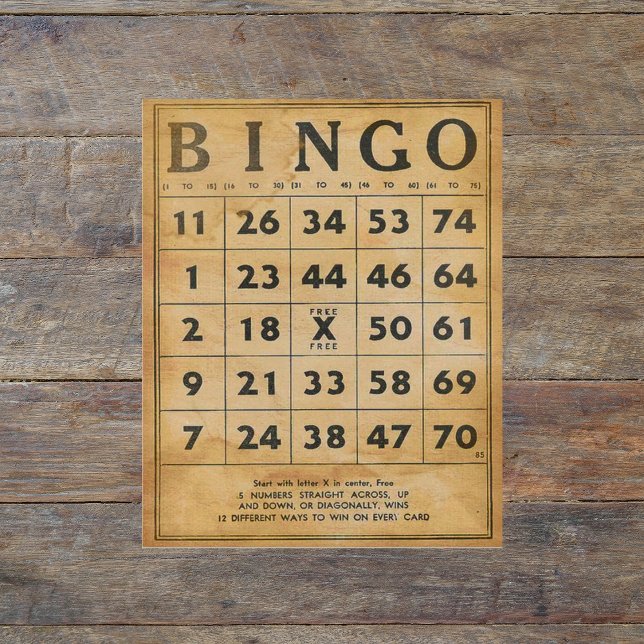 Vintage Bingo Card Scrapbook Ephemera (Creator Uploaded)