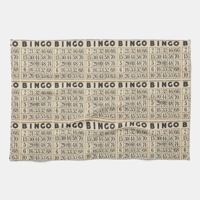 Vintage Bingo Card Tea Towel (Horizontal)