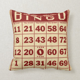 Vintage Bingo Red & White Decorative Pillow