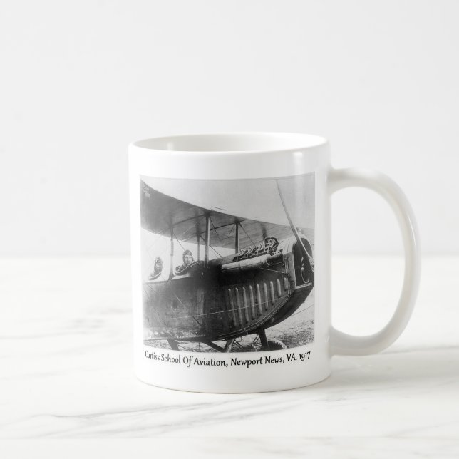Vintage Biplane Aeroplane And Pilots Coffee Mug (Right)