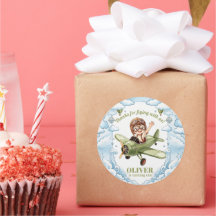 Vintage Biplane Aeroplane Boy 1st Birthday Up Away