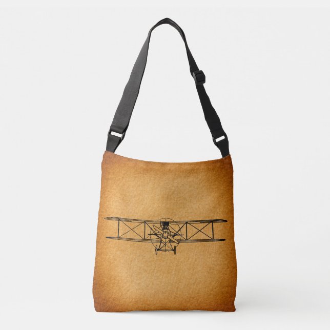 Vintage Biplane Antique Airplane Aviation Art Crossbody Bag (Front)
