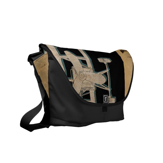 Vintage biplane aviator bag courier bag (Front Left)