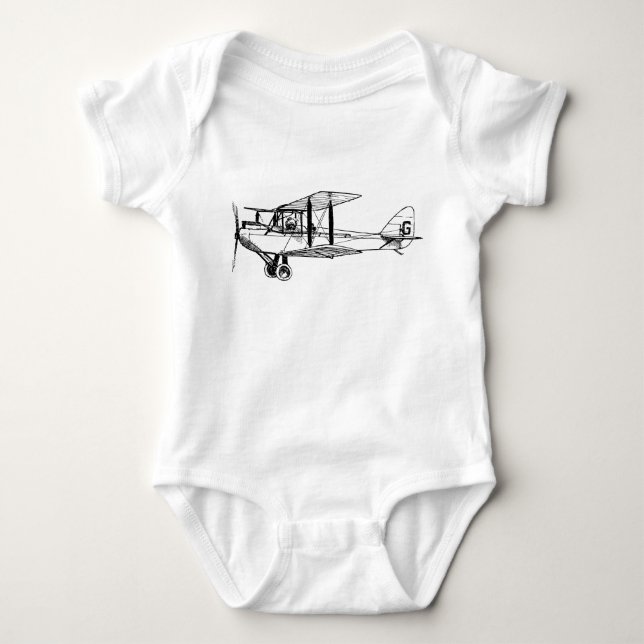 Vintage Biplane - Black Baby Bodysuit (Front)