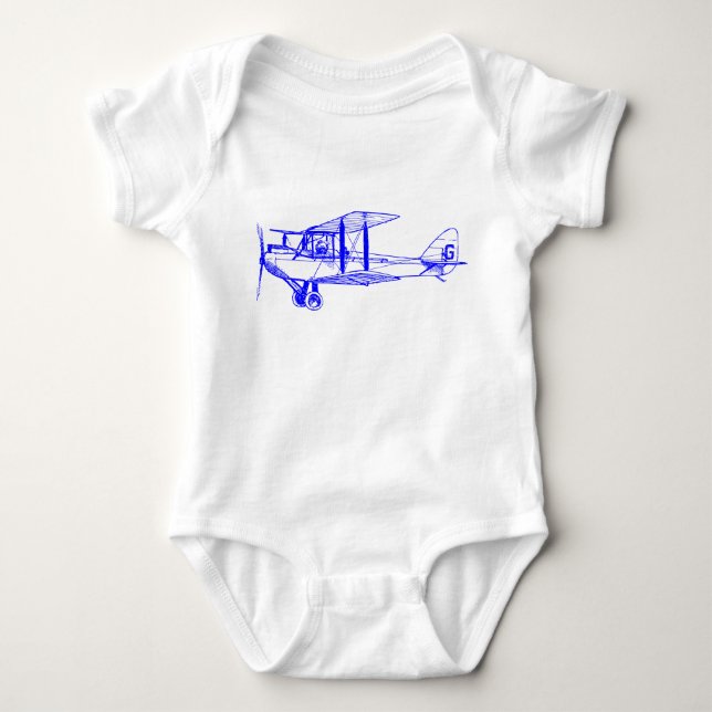 Vintage Biplane - Blue Baby Bodysuit (Front)