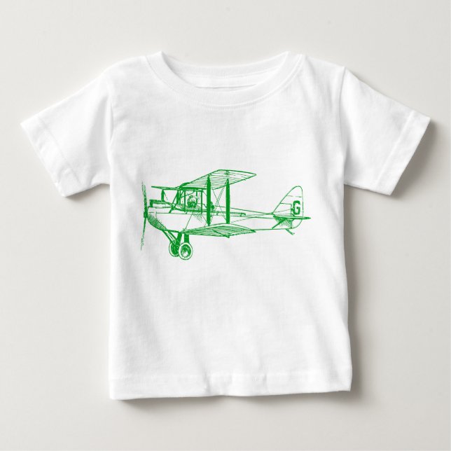 Vintage Biplane - Grass Green Baby T-Shirt (Front)