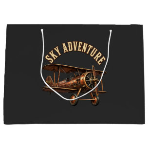 Vintage biplane. large gift bag
