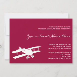 Vintage Biplane Magenta Pink Event Invitation