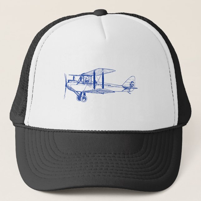 Vintage Biplane - Navy Blue Trucker Hat (Front)