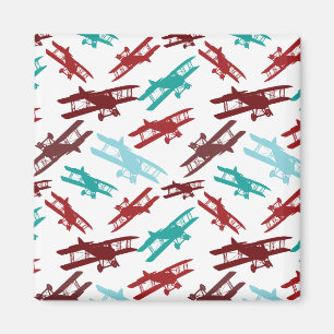 Vintage Biplane Pattern Aeroplane Aviator Gifts Magnet