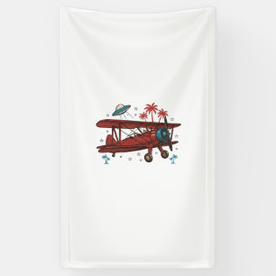 Vintage Biplane UFO Tropical Travel Shirt Design_1 Banner