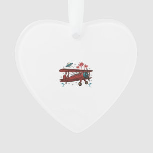 Vintage Biplane UFO Tropical Travel Shirt Design_1 Ornament