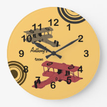 Vintage biplanes clock