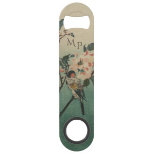 Vintage Bird and Blossom Illustration Art Monogram