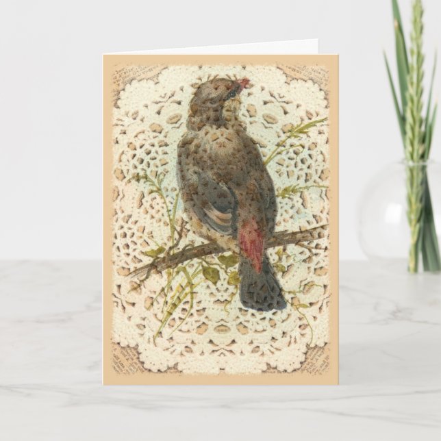 Vintage Bird and Doilie Card (Front)