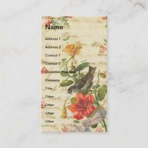Vintage Bird and Flowers Business Card