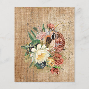 Vintage Bird And Flowers Scrapbook Paper
