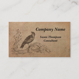 Vintage Bird and Scroll Business Card