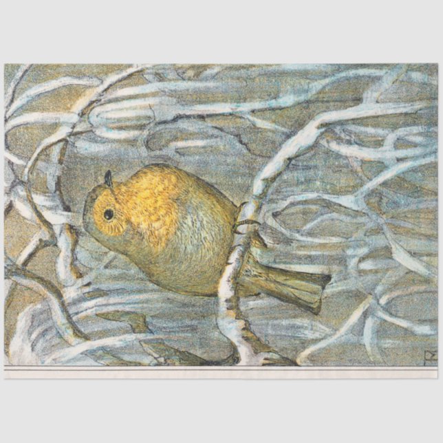 Vintage Bird Antique Decoupage Tissue Paper (Front)