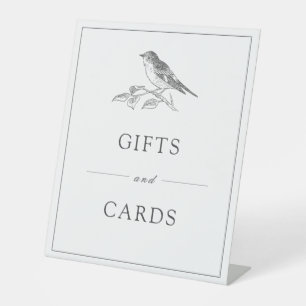 Vintage Bird Black And White Gifts and Cards Pedestal Sign