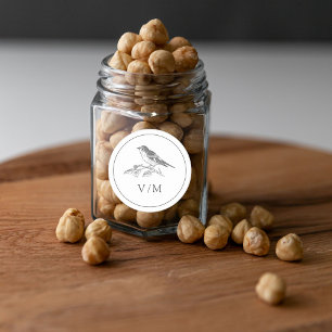 Vintage Bird Black And White Wedding Classic Round Sticker