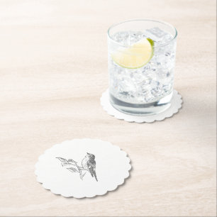 Vintage Bird Black And White Wedding Paper Coaster