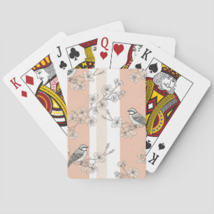 Vintage Bird Blossom Toile Stripe (10) Playing Cards