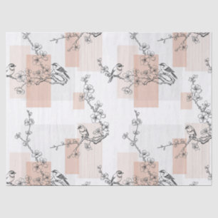 Vintage Bird Blossom Toile Stripe (10) Tissue Paper