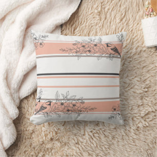 Vintage Bird Blossom Toile Stripe (12) Cushion
