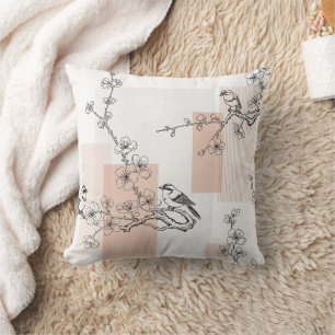 Vintage Bird Blossom Toile Stripe (15) Cushion