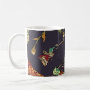 Vintage Bird, Butterfly, Embroidery Watercolor. Coffee Mug