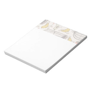 Vintage Bird Cage Animals Pretty Yellow Canary Notepad