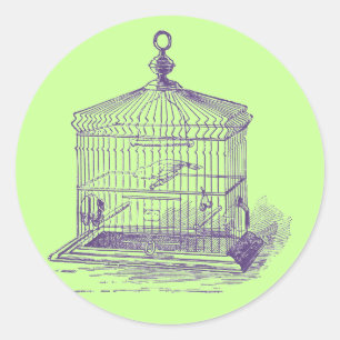 Vintage Bird Cage Classic Round Sticker