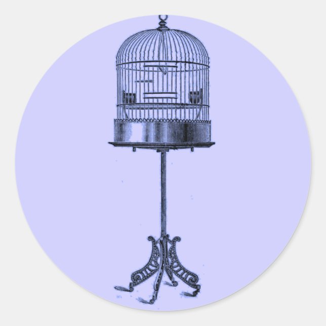 Vintage Bird Cage Classic Round Sticker (Front)