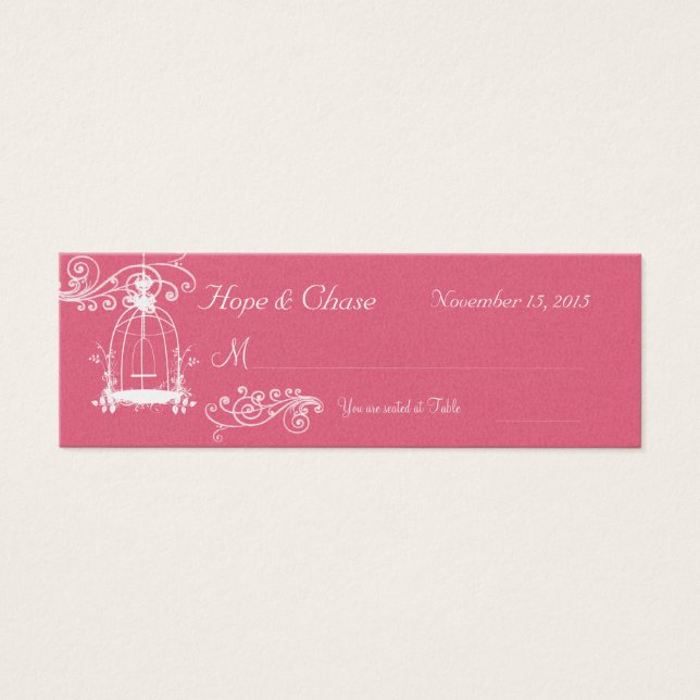 Vintage Bird Cage Honeysuckle Place Cards (Front)