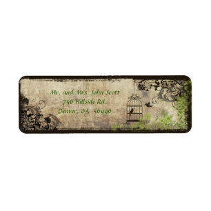 Vintage Bird Cage Wedding Return Address Label