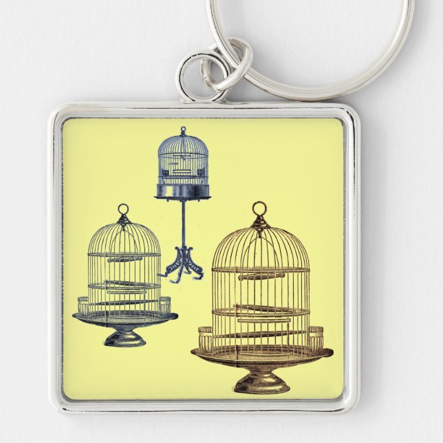 Vintage Bird Cages Key Ring (Front)