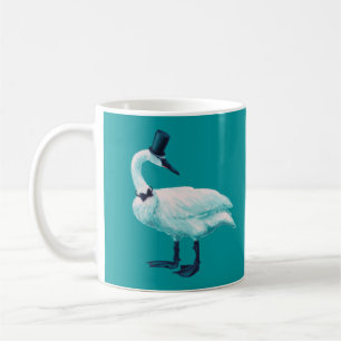 Vintage Bird Chic: Gentleman in Bow Tie Top Hat Coffee Mug