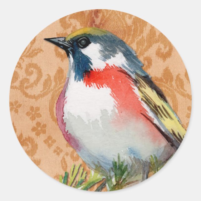 Vintage Bird Classic Round Sticker (Front)