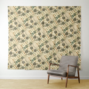 Vintage Bird Egg Nest Art Painting Natural History Tapestry