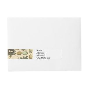 Vintage Bird Egg Nest Art Painting Natural History Wraparound Address Label